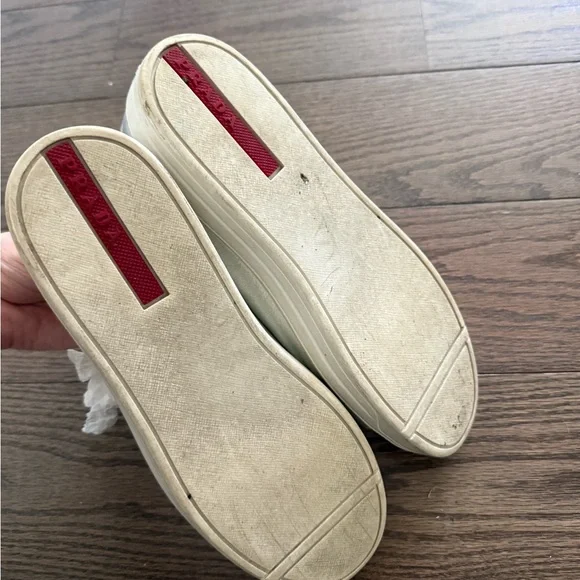 Prada Women's Metallic Silver Sneakers Size 38 - Picture 9 of 12